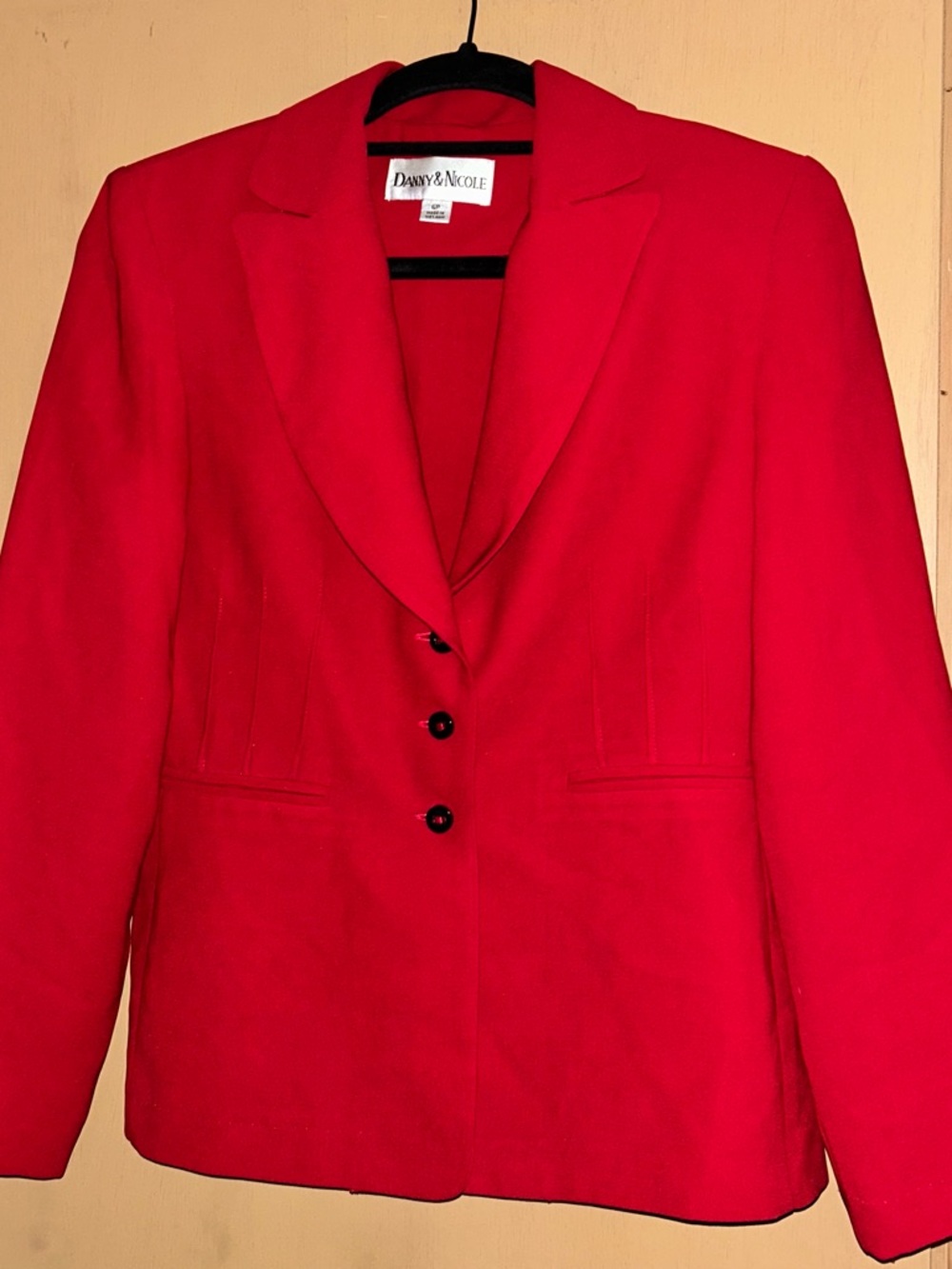 6P Danny & Nicole Women's Vibrant Red Notch-Lapel 2-Pieces Blazer and Pants